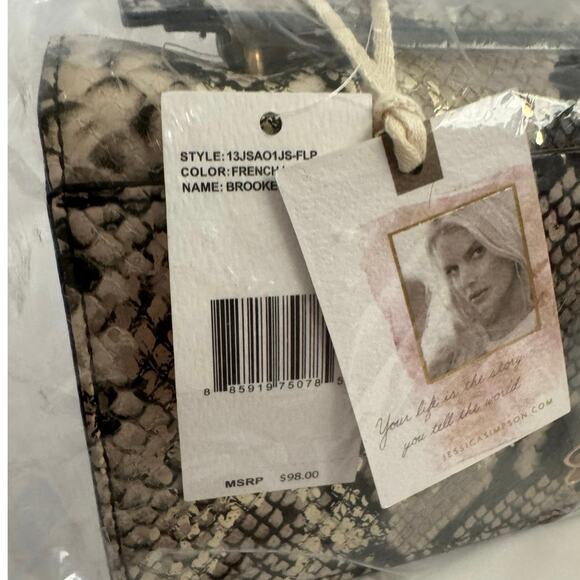 Jessica Simpson Brooke Clutch Python Shoulder Bag With Gold Chain Strap - Picture 7 of 9